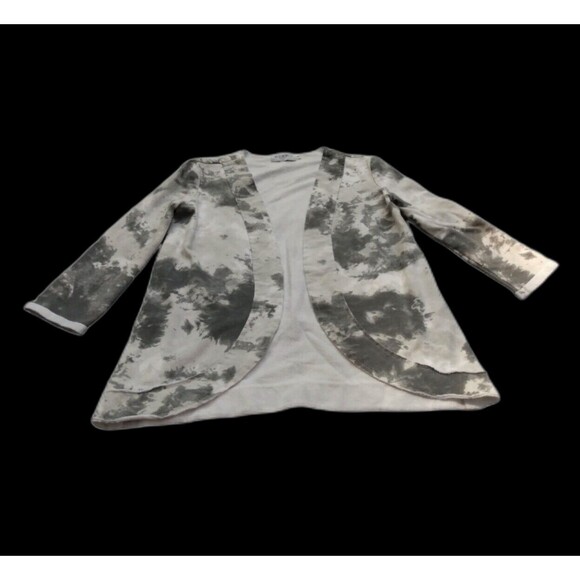 Nommo Jackets & Blazers - Nommo Woman Jacket Sz S Gray Long Sleeve Lightweight Distressed Trim Tie Dye